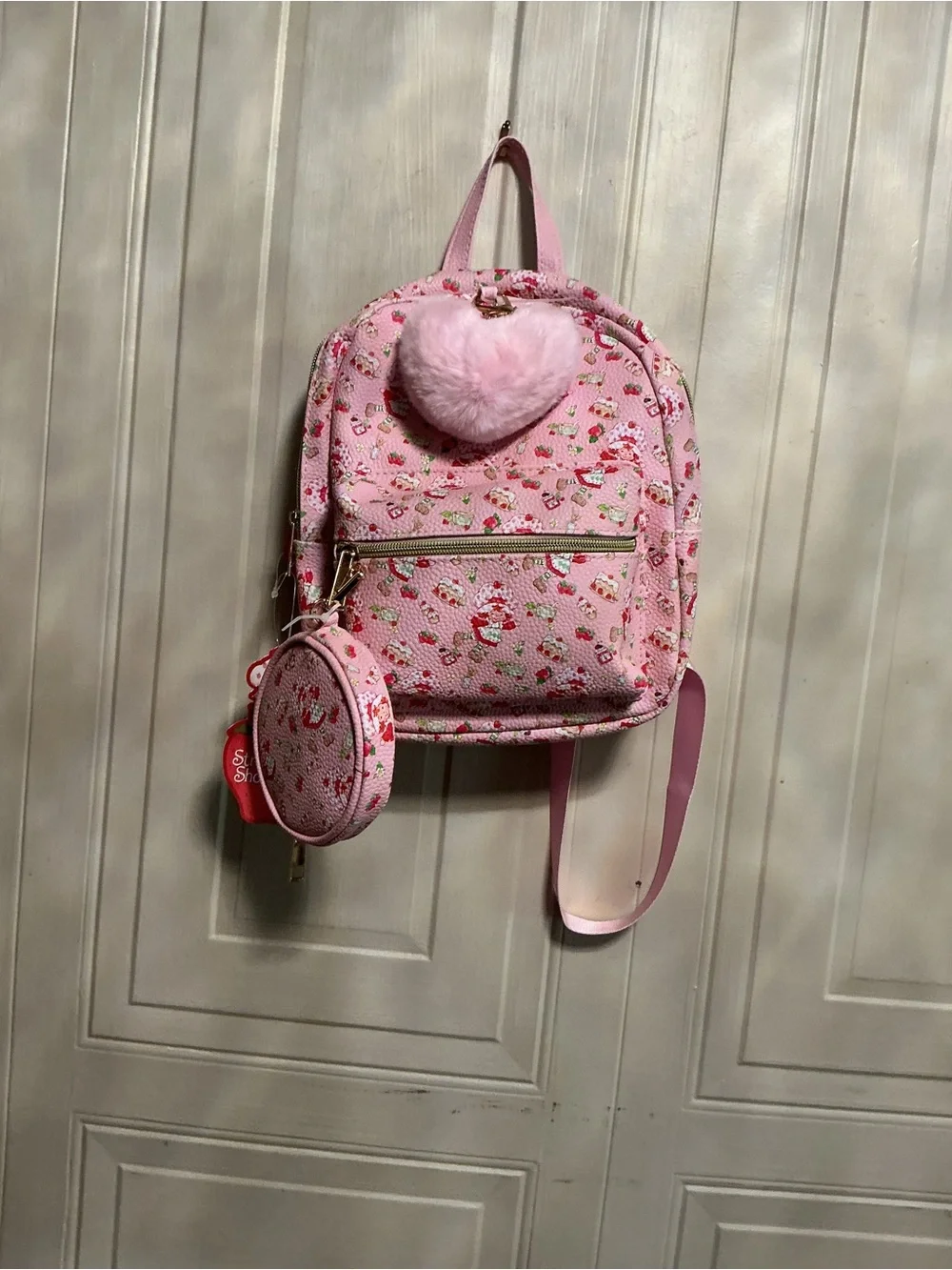Brand New Strawberry Shortcake Faux Pebble Leather Mini Backpack